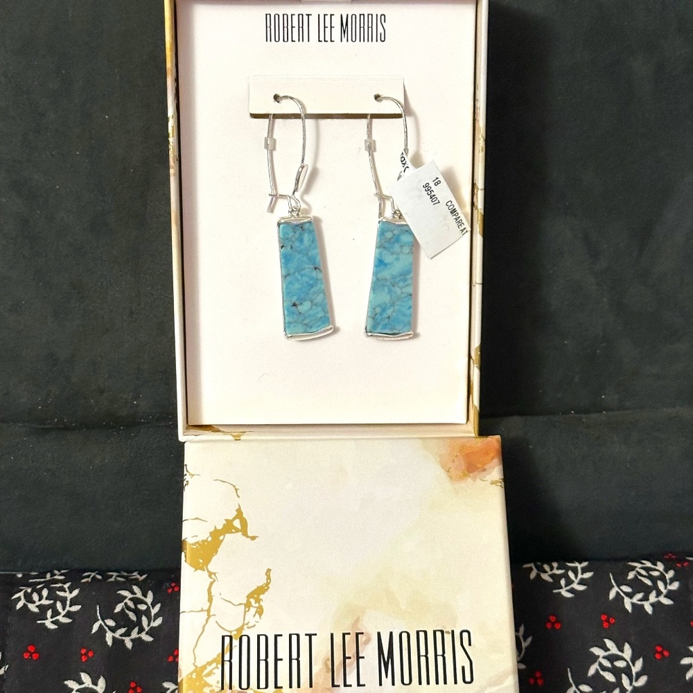 NIB – Robert Lee Morris - Soho Turquoise & silver tone Fashion earrings.